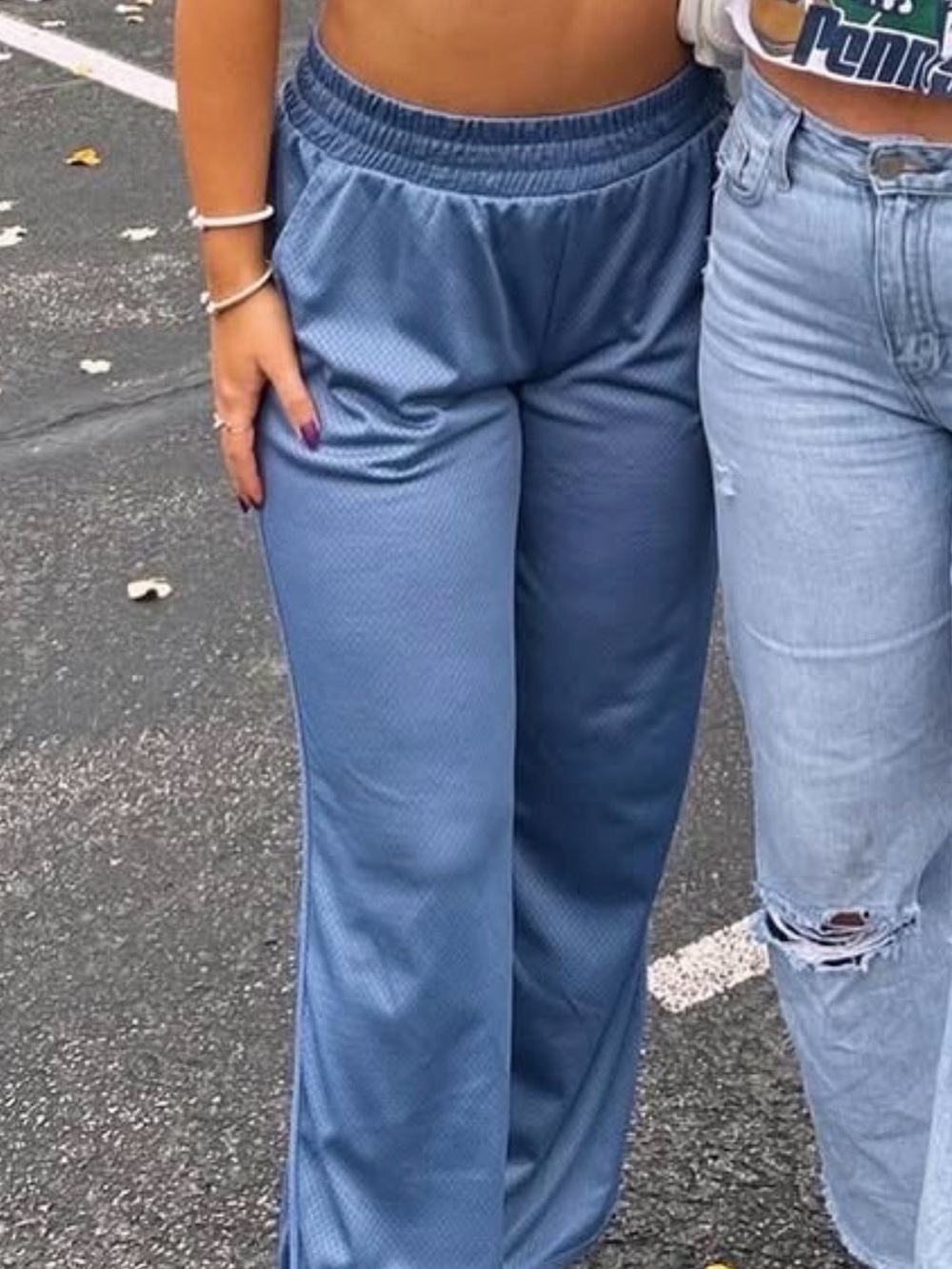 Aerie Blue Wide Leg Mesh Athletic Pants
